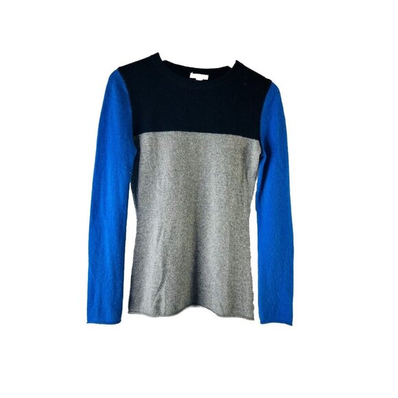 Garnet Hill Soft Cashmere Color Block Crewneck Sweater - Picture 1 of 6